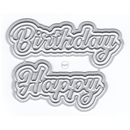 DzIxY Shadow Happy Birthday Metall Stanzformen für Kartenherstellung Kit Prägepapier Stanzformen Sets Scrapbooking Maschine Schablonen Aufbewahrungstaschen Zubehör von DzIxY