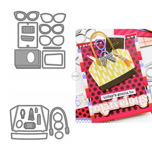 DzIxY Stanzschablonen für Patchwork-Taschen, Brillen, Metall, für Kartenherstellung, Prägepapier, Stanzform-Set, Scrapbook-Schablonen, Zubehör, Maschinenvorlagen von DzIxY