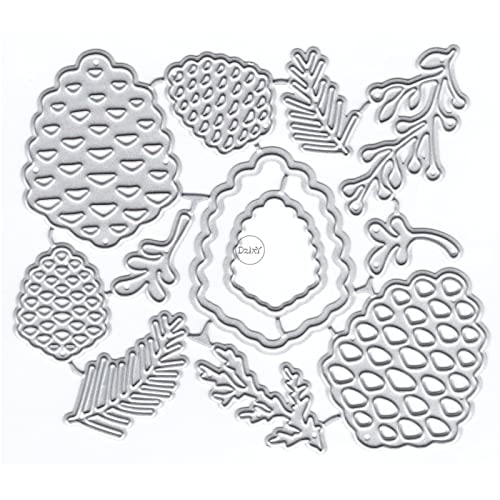 DzIxY Tannenzapfen Blatt Metall Stanzformen für klare Stempel und Metall Stanzformen Sets für Kartenherstellung Scrapbooking Papierbedarf Dichtungen Aufbewahrungstaschen von DzIxY