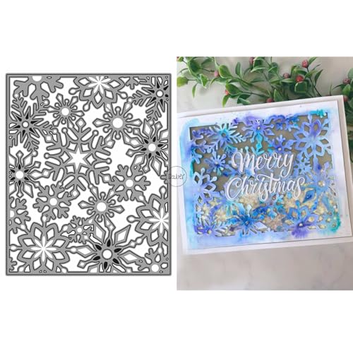 DzIxY Weihnachts-Schneeflocken-Hintergrundbrett, Metall-Stanzformen für Kartenherstellung, Prägepapier, Stanzformen, Scrapbooking, Maschinen, Schablonen, Aufbewahrungstaschen, Zubehör von DzIxY