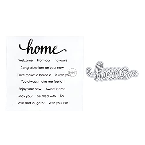 DzIxY Words Home Transparente Stempel und Metall-Stanzformen Sets für Kartenherstellung, Scrapbooking, Papierkunst, Bastelset, Zubehör, Silikondichtungen, Stempeln für Weihnachtsgeschenke, von DzIxY