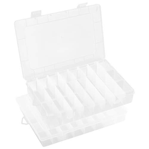 Dzmuero 2 Sortierbox, Sortierboxen für kleinteile, Perlen aufbewahrungsbox, Hardware-Teile-Box, Schmuck-Aufbewahrungsbox, tragbare und abnehmbar, Kunststoffbox mit Deckel (Transparent, 24 Fächer) von Dzmuero