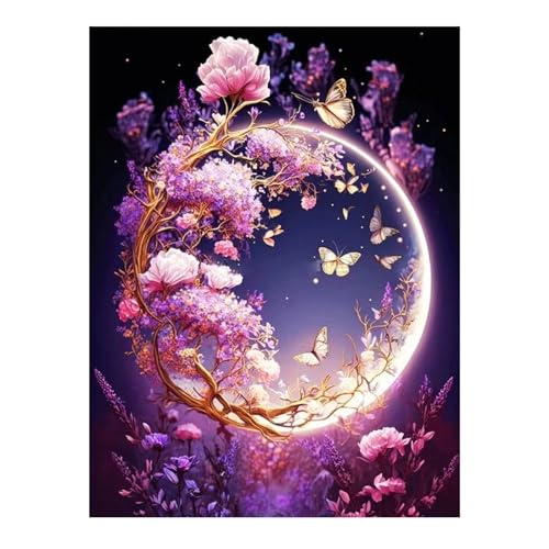 Dzmuero Diamond Painting, 5d diamant painting, Diamont Painting Bilder Landschaft Natur Strand Meer Mond Diamant Painting Bastelset Basteln fur Erwachsene Kinder Mädchen, 30cm X 40cm von Dzmuero