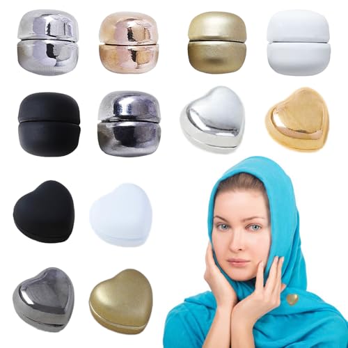 Dzmuero Hijab Magnet, 12 Hijab pins, Hijab magnetische pins, Seidenschalverschluss, Magnetverschlüsse, Doppelseitige Magnete, Mehrschichtige Beschichtung, für Schals, Kopftücher, Kragen (2 Formen) von Dzmuero