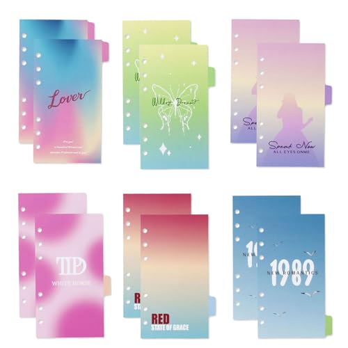 Dzmuero Trennblätter A6, 12 Stück, Register A6, Binder-Trennblätter, Registerblätter, Scrapbook-Klassifizierungskarten, Klarer Druck, Glatte Oberfläche, für 6-Loch-Loseblatt (9.4 x 17cm) von Dzmuero