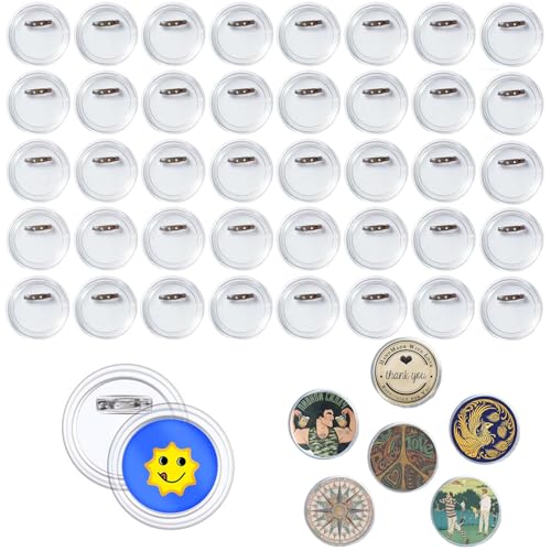 40 Stück Transparente DIY Ansteckbuttons 60mm Buttons Selber Machen Ohne Buttonmaschine Acryl Runde Abzeichen Pins Design Transparent Button Pins für Bastelbedarf DIY Abzeichen Schulprojekte von Dzsomt