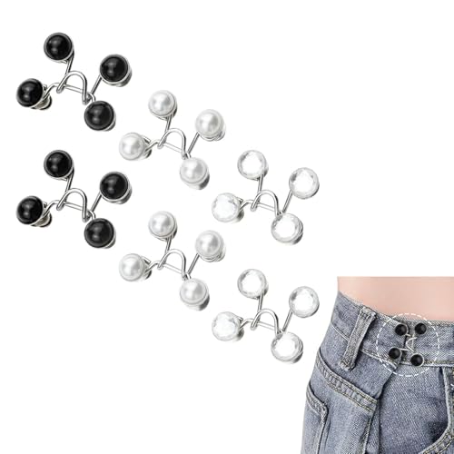 Dzsomt 6 Set Pearl Jean Knopfnadeln Jeans Taillenstraffer Knöpfe Hosen Enger Machen Jeans Taillenverstellknopf Jeans Knöpfe Hosenknopf Zum Enger Machen Nagelfreie Taillenschnallen von Dzsomt