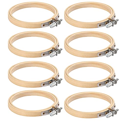 Dzsomt Stickrahmen 15cm 8 Stück Kreuzstich Hoop Ring Rund Stickrahmen Stickrahmen Klein Verstellbare Kreuzstich Embroidery Hoops Kreuzstich Ring ​Bambus Ringe Stickrahmen für DIY von Dzsomt