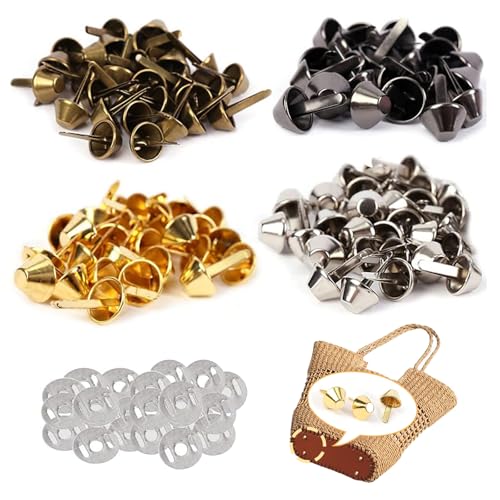 Dzsomt Taschenfüße 120 Stück Bodennägel für Taschen Tasche Füße Rundnieten Standfüße Cone Studs Stud Halbrunde Geldbörse Füße Spike 12mm für Geldbörse Handtasche (Bronze Golden Silber Schwarz) von Dzsomt