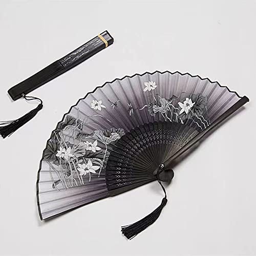 Handfächer, Faltbare Fächer Handfächer für Damen, Chinesischen Stil Hand Fächer Mit Quasten für Hochzeit Party, Geschenke, Wanddekoration Silk Folding Fan 4# von Dzxin