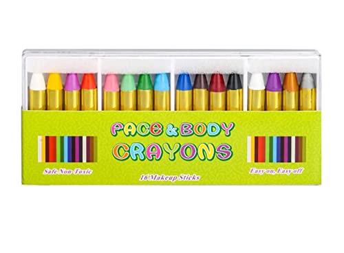 Kinderschminke Set,16 Farben Schminkset Kinder Face Paint Crayons, Ostern Geschenk ungiftig Körperbemalung Sticks Körper Tattoo Buntstifte Kit für Kinder von Dzxin