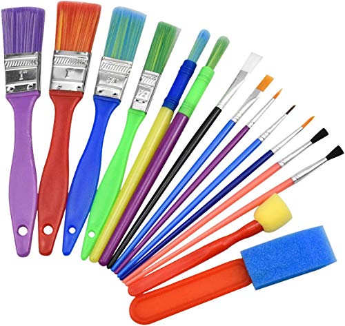 Pinselset Acrylfarben Pinsel für Kinder, 15 Stück Pinsel Set Malpinsel Schwamm Pinsel Set Kinder für Anfänger Malpraxis von Dzxin