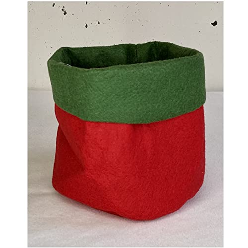E+N Weihnacht-s-Deko Über-Topf Filz-Tasche klein rot mit grünem Rand Höhe x Durchmesser: ca.8 x 9,5cm mit Folien-Einsatz von E+N