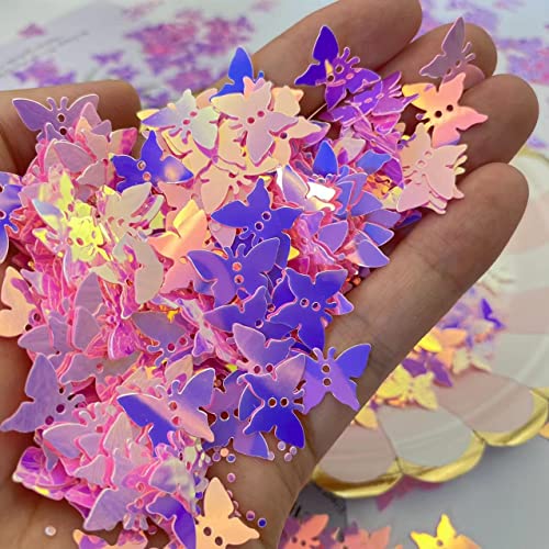 2000 Stück Holographische Schmetterling Party Glitzer PVC Konfetti für Handwerk, Karte DIY, Verlobung Hochzeit Brautdusche Geburtstag Valentinstag Party Dekorationen (Rosa) von E-ASUM