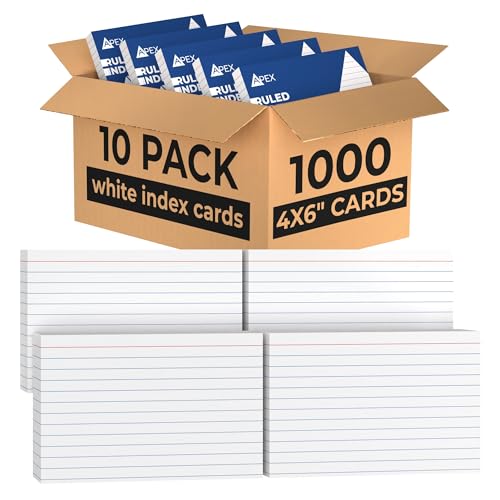 Karteikarten, 4 x 6 Karteikarten (1000 Karten), Karteikarten, Karteikarten, Karteikarten, 10 x 15 cm, Notizkarten, Lernkarten zum Lernen, 100 Karten pro Packung, (10 Stück, 10 x 15 cm) von E-CLIPS USA