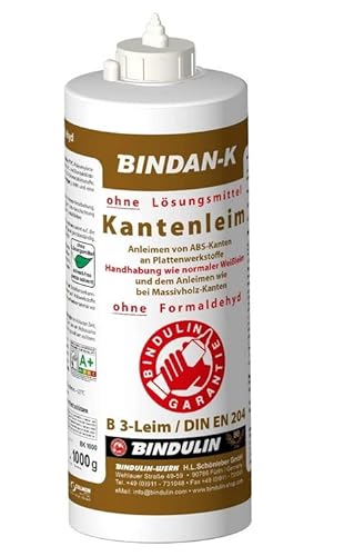 BNIDAN-K Kantenleim Holzleim Kunstharzleim (1-Komponenten-B3-Leim) inkl. 1 Pinsel von E-Com24 (Kantenleim 1000 ml) von Bindulin