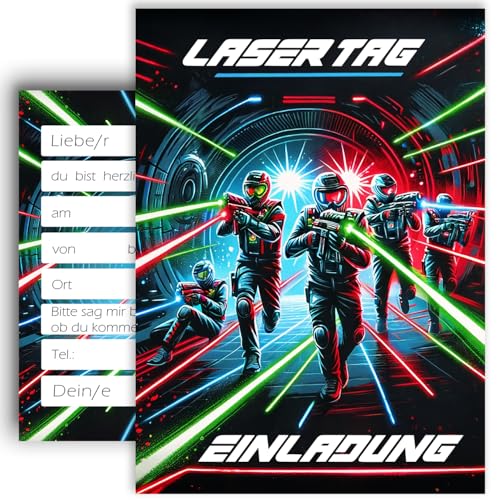 10 Kinder Einladungskarten Einladung Kindergeburtstag Lasertag Jungen und Mädchen Kinder-Geburtstag Geburtstag Party Einschulung 5 6 7 8 9 10 11 12 13 14 von E&G Klasse