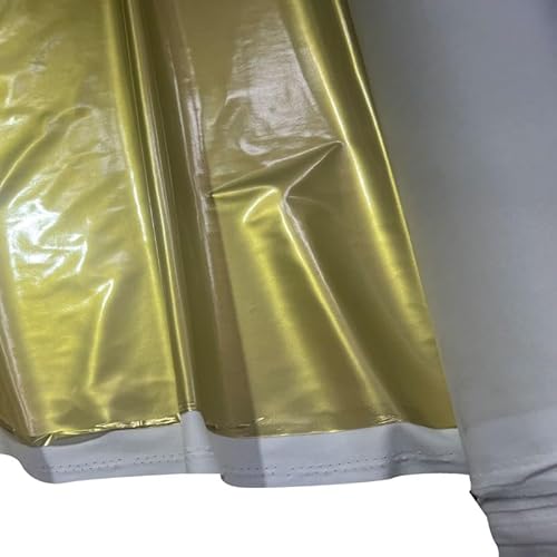 EU Fabrics Glänzend Glänzender PVC-Stoff | Wasserabweisender Spandex-Polsterstoff zum Nähen | Elastan-PVC-Leggings für Kleidung, Kostüme und Bühnenkleidung | Stretch-Katzenanzug (Gold, Muster 10 x 10 von E. U. Fabrics Ltd