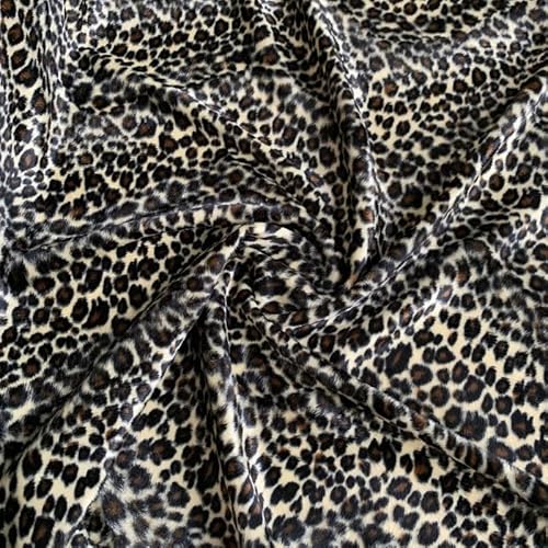 EU Fabrics Kunstfell Ponyhaut Stoff | Tierdruck Velboa Stoff für Decken | Kurzflor Pelzmaterial für Kostüme | Weicher Deckenstoff Meterware (Leopard, Muster 10x10cm) von E. U. Fabrics Ltd