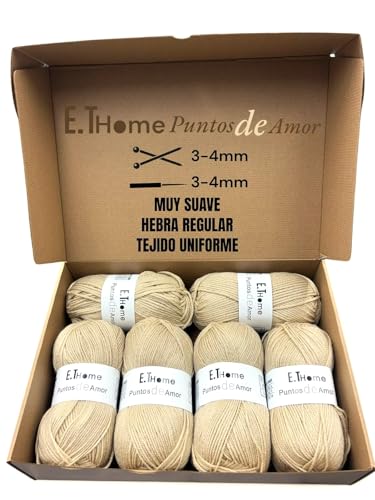 Set mit 6 Knäueln Premium Wolle 100 g x 6 Camel für Elitisten, Wolle zum Häkeln, zwei Nadeln, Dyd, Strickwolle, Decken, Pullover, Amigurimis, regulärer Strang ohne Knoten, Kamelwolle von E.THOME