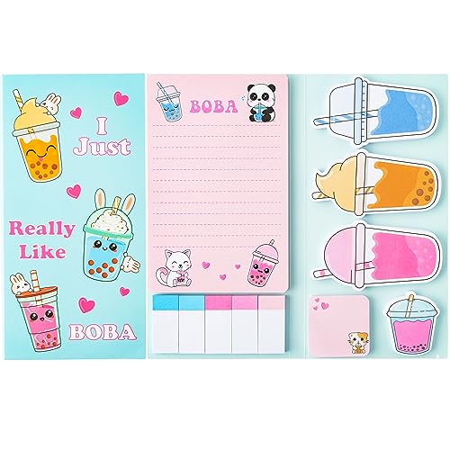 Milk 550 Blätter Haftnotizen Set Milch Tee geformte Papierclips Neuheit Selbstklebende Haftnotizen Schreiben Memo Pads für Kinder Home Office Schulbedarf Seite Marker Geschenk für Lehrer Schüler von E1mity