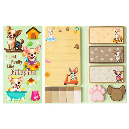 Niedlich Hund Chihuahua Haftnotizen Set - 550 Blätter Kawaii Dog geformte Papierclips Neuheit Selbstklebende Schreiben Memo Pads Hundeliebhaber Page Marker für Kinder Home Office Schulbedarf Geschenk von E1mity