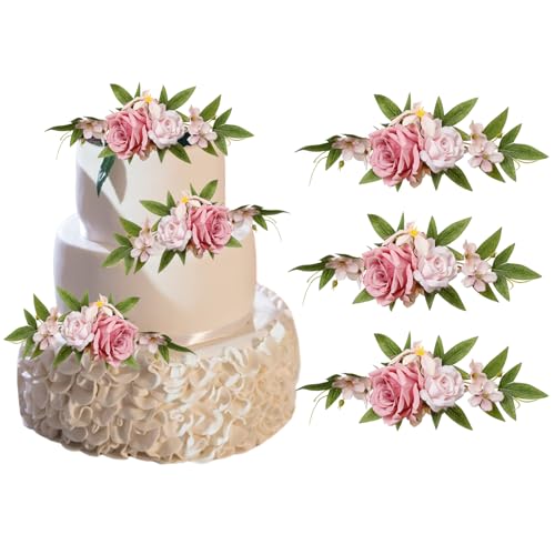 EABYMOR Künstliche Blumen, Kuchendekoration, Pfingstrosen, Seide, Kuchendekoration, Hochzeitstortendekoration, Partyzubehör, 3 Stück (B) von EABYMOR