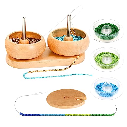 EACTEL Rocailles Kit, Double Bowl Waist Beads Kit mit Bead Spinner, Waist Bead Spinner und Perlen Kit mit 4 Schalen, Beading Needles Craft Project, Clay Bead Spinner für Handwerk von EACTEL