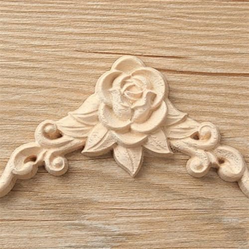 EALLEN Holz Geschnitzte Ecke,Holz Applique 10PCS Floral Holz Geschnitzte Aufkleber Ecke Applikation dekorieren Rahmen Holzfiguren Schrank dekorative Handwerke von EALLEN