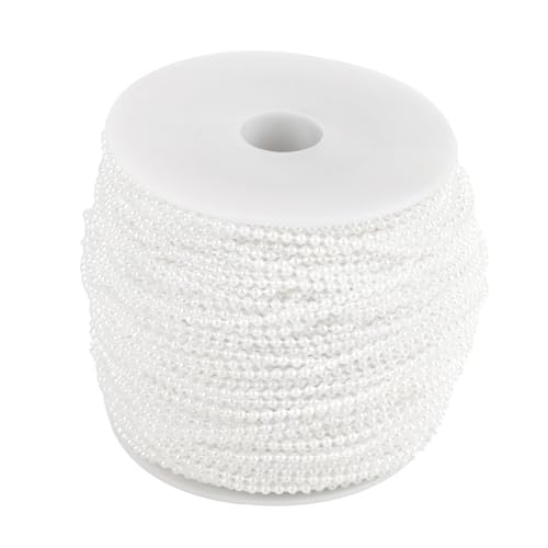 Perlengirlande, 100 m Länge, ABS-Perlenimitat für Hochzeit, Weihnachtsdekoration, glänzende, mühlenbehandelte Perlengirlande, beige Farbe (White) von EALRIDV