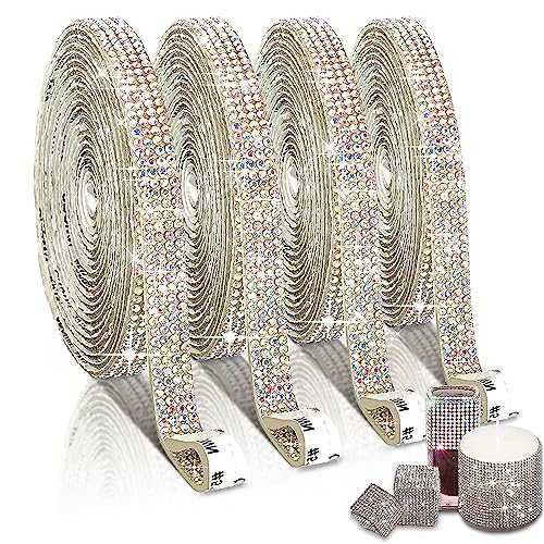 EANLOLY 4 Rollen Kristall Strasssteine Strassband Bling Harz Diamant Band Selbstklebendes Selbstklebend aufkleber Strass für Handwerk, DIY Party Hochzeit Dekoration (AB) von EANLOLY