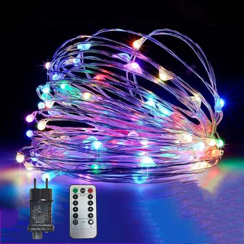 EASTERNSTAR Lichterkette Kupferdraht 20m 200 LED Mit Stecker Fernbedienung und Timer, 8 Modi Wasserdichte Dekoration Innen Außen Garten Hochzeit Party Weihnachten Beleuchtung (Buntes) von EASTERNSTAR