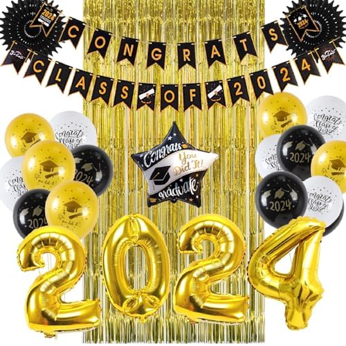 Easy Joy Bachelor 2024 Abschlussfeier Party Dekoration Bachelor Geschenk Congrats Graduation Partydeko 2024 Abitur Graduierung Deko Abitur 2024 Geschenke von EASY JOY