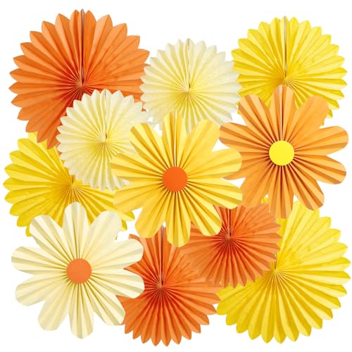 EASY JOY 11 Stück Gänseblümchen Papier Fächer Dekoration Papierblumen Zum Aufhängen Blumen Papier Party Deko Set für Hochzeit Geburtstagsdeko Tischdeko Baby Shower Frühling Sommer Deko von EASY JOY