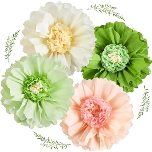 EASY JOY 4 PCS 20“ Salbei grün Party Dekorationen riesige Papier Blumen Tissue Papier Blumen Papier Blumen Dekorationen Frühling Party Dekorationen Blume Geburtstag Party Dekorationen von EASY JOY