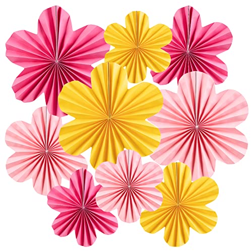 Easy Joy Papier Fächer 9er-Set Papier Blumen Hängende Papierfächer Girlande Dekoration Rosa für Geburtstag Hochzeit Abschlussfeier Kinder Party von EASY JOY