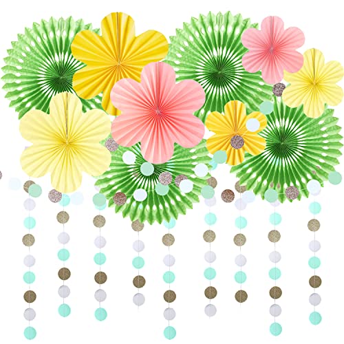 Easy Joy Papier Fächer Papier Blumen Hängende Papierfächer Girlande Mädchen Dekoration für Geburtstag Hochzeit Abschlussfeier Kinder Party von EASY JOY