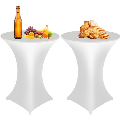 2 Stück Stretch Stehtisch Husse Stehende Tischdecke 80 x 110cm Elastische Tischdecken für Bar Counter, Runde Tisch Hochzeit, Geburtstagsfeier von EASYKEENECOM