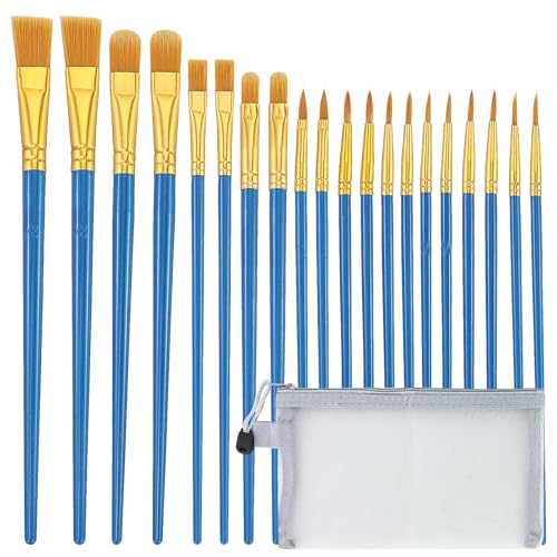 20 Stück Pinsel Set, Premium Nylon Acrylfarben Pinsel, Hölzernen Griff Pinsel Künstler Satz für Aquarell Ölgemälde, Perfektes Malerei Ölfarben Brush Set für Anfänge Kinder Künstler (Blau) von EASYKEENECOM