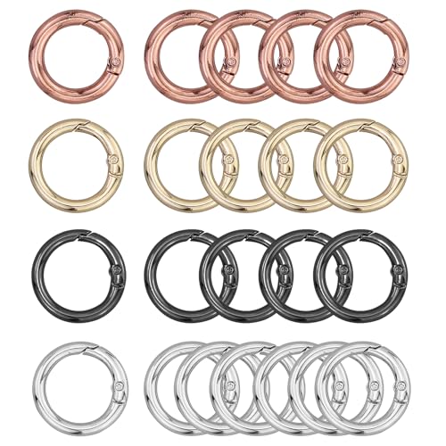 22 Stück Rund Karabinerhaken, 28mm Schlüsselringe, 4 Farben Karabinerhaken klein, Runde Karabiner Ring, Schlüsselring Klein für Bastelarbeiten, Taschenzubehör, SchlüSselanhänger, DIY Handwerk Machen von EASYKEENECOM