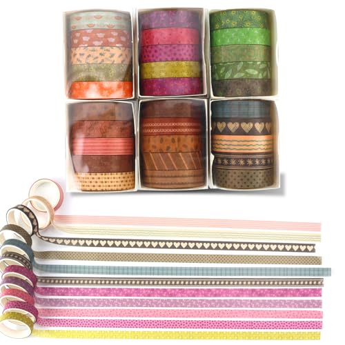 30 Rollen Washi Tape Set und 1 Schmetterlingsaufkleber, Klebeband Bunt, Kreative Basic Dünn Dekorative Bänder für Kunst, DIY Handwerk, Bullet Journals, Planer, Scrapbooking, Verpackung Rainbow Forests von EASYKEENECOM