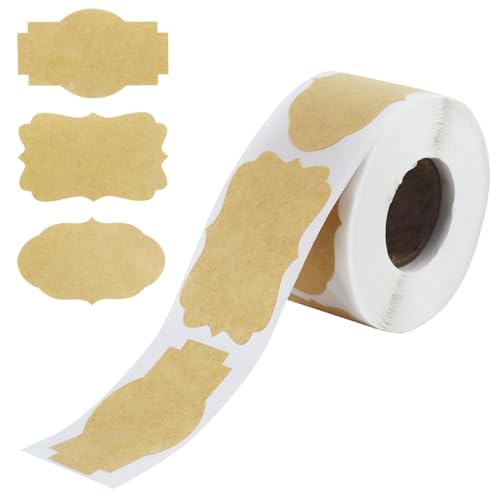 300 Stück Etiketten Selbstklebend Aufkleber zum Beschriften Marmeladen Klebeetiketten mit Kraftpapier Aufkleber Gewürzetiketten 50x30mm Universal Haushaltsetiketten Küche Marmeladen Etiketten von EASYKEENECOM