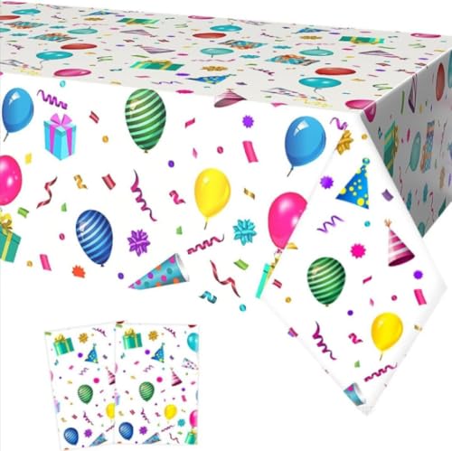 EASYKEENECOM Happy Birthday Party Tischtuch Einweg Plastik Geburtstag Party Tischdekoration Zubehör für Kinder Jungen Mädchen 137 x 274cm von EASYKEENECOM