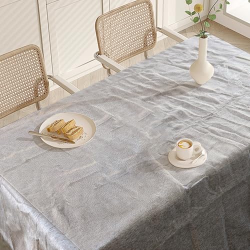 Grau Tischdecke Abwaschbar Tischdecken Leinenoptik für Esszimmer, Garten, Outdoor, Hochzeiten Wasserabweisend Tischtuch Eckig 120x120 cm von EASYKEENECOM