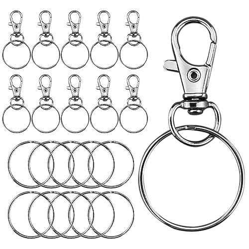 Schlüsselanhänger-Ringe zum Basteln mit Drehgelenk, 30 Sets montiert, Hardware, Schlüsselringe für Schlüsselanhänger, Handwerk und Lanyards (Schlüsselanhänger 30 Stücke + Schlüsselring 30 Stücke) von EASYKEENECOM