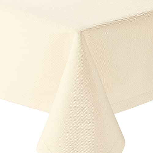 Tischdecke | Champagner/Creme - Eckig - 130x160cm | Gartentischdecke | Outdoor-Decke | Lotus-Effekt | Leinen-Optik | Schmutzabweisend | Farbe, Form und Größe wählbar von EBD