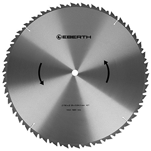 EBERTH Kreissägeblatt Sägeblatt Kreissäge Blatt aus Stahl mit Hartmetall-Zähnen für Holz-Schnitte (700mm Durchmesser, 30mm Bohrung, 3.0mm Blättstärke, 4.0mm Schnittbreite, 42 Zähne, RPM Max. 1600) von EBERTH