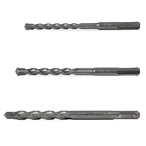 EBERTH SDS Plus Bohrer Set 3-tlg. mit 8mm, 10mm und 12mm Betonbohrer aus Hartmetall, 2 Schneiden, hochwertige Steinbohrer, Hammerbohrer, schneller Wechsel, Zubehör für Bohrmaschine, Bohrerset von EBERTH