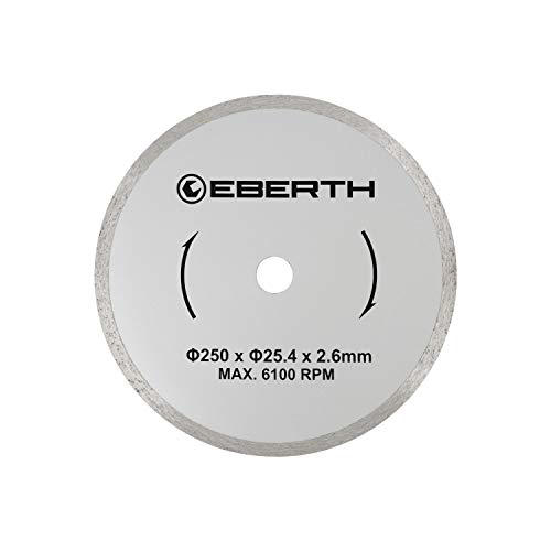 EBERTH Trennscheibe Diamanttrennscheibe für Stein, Beton, Fliesen und Feinsteinzeug, Diamantscheibe mit 250mm Durchmesser, 25,4mm Bohrung, 2,6mm Stärke, Diamant Trennscheibe f. Granit, Keramik, Marmor von EBERTH