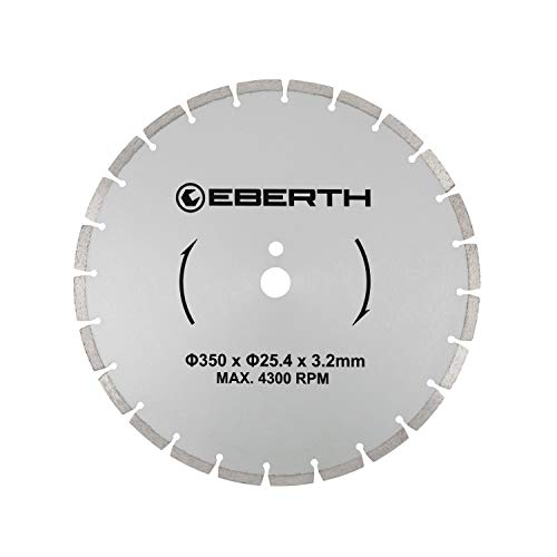 EBERTH Trennscheibe Diamanttrennscheibe für Stein, Beton, Fliesen und Feinsteinzeug, Diamantscheibe mit 350mm Durchmesser, 25,4mm Bohrung, 3,2mm Stärke, Diamant Trennscheibe f. Granit, Keramik, Marmor von EBERTH